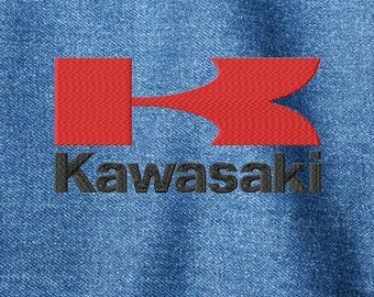 カワサキのロゴ。オートバイのエンブレム。機械刺繍デザイン。| #659-5