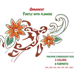 Polynesia tattoo Turtle. Machine Embroidery design. Embroidery files. Instant Download. Embroidery digitizing,  for machine embroidery.