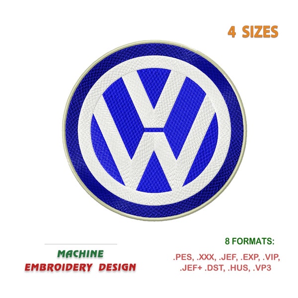 Emblem Auto Volkswagen. Maschinenstickerei-Design. Dateien: pes, jef, sew, vip, dat. | #618
