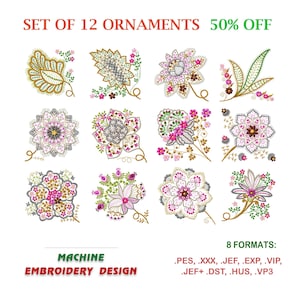 Set of 12 Ornaments for decorating clothes. Machine embroidery design, for machines: Janome, Brother, Pfaff, Husqvarna etc. | NH_0613-KIT
