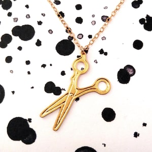 Gold Scissors Necklace: Hair Stylist Jewelry, Sterling Silver Option