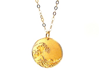 Gold Filled Welle Anhänger: Japanische Kunst Halskette