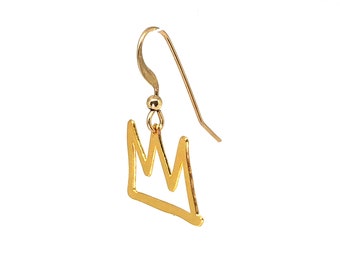 Crown Earrings Gold Earrings Silver Earrings Crown Jewelry Charm Cool Bridesmaid Gift Gift for Her Dangle Drop Crown Basquiat Beep Unique