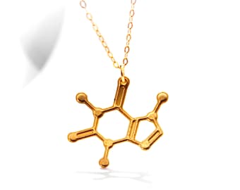 Chocolate Molecule Necklace: 14k Gold Filled Science Pendant