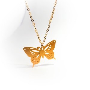 Butterfly Necklace: Sterling Silver & Gold Filled Pendant, Handmade Jewelry