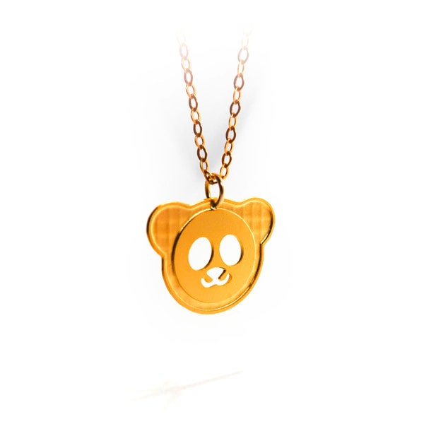 Panda bear Necklace Gold Filled Necklace Panda Icon Jewelry Design Art Logo Necklace Beep Studio Animal Gold Plated Small Pendant Miniature