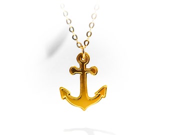 Gold Anchor Necklace Minimalist Pendant Necklace Beach Jewelry Simple Charm Necklace Sailor Silver Anchor Dainty jewelry Navy Necklace