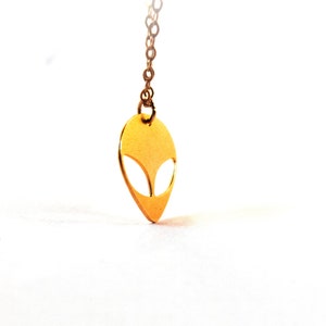 Gold Alien Necklace: Minimalist Outer Space Jewelry
