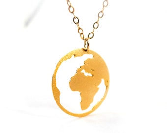 Globe Necklace World Necklace Travel Necklace Earth Necklace Jewelry Globe Charm Necklace Long Distance Relationship Gift Beep Studio