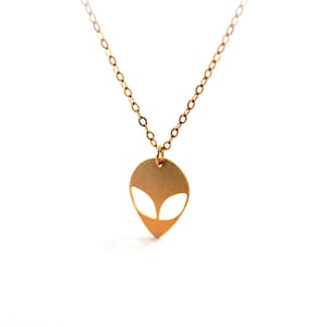 Alien Icon Necklace: 14k Gold Filled Pendant, Minimalist Jewelry