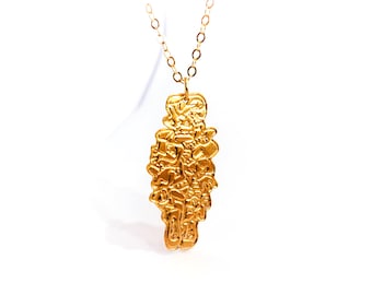 Moderne Kunst Gold Filled Halskette: Grafische Skizze Anhänger