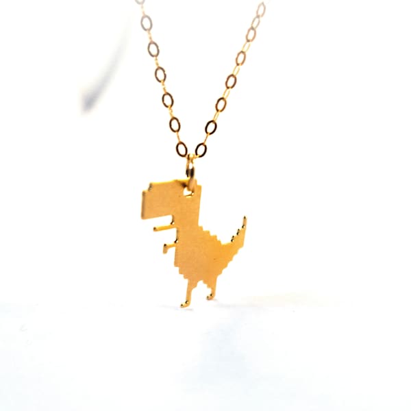 Dinosaur Necklace Gold Filled Necklace Dinosaur Icon Jewelry Design Logo Necklace Art Beep Jewelry Archaeology Geeky Small Pendant Miniature