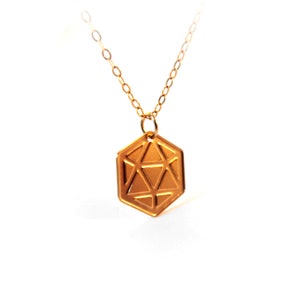 Gold Icosahedron Necklace: Geometric Icon Jewelry