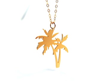 Gold Palm Trees Necklace Palm Tree Sterling Silver Necklace Tree Jewelry Tree Charm Beep Studio Art Tree Necklace Small Minimalist Pendant