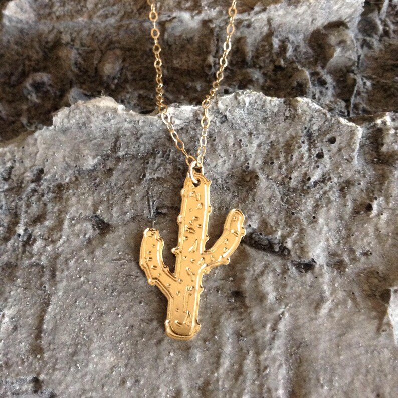 Cactus Necklace Gold Cactus Plant Necklace Jewelry Icon Etsy