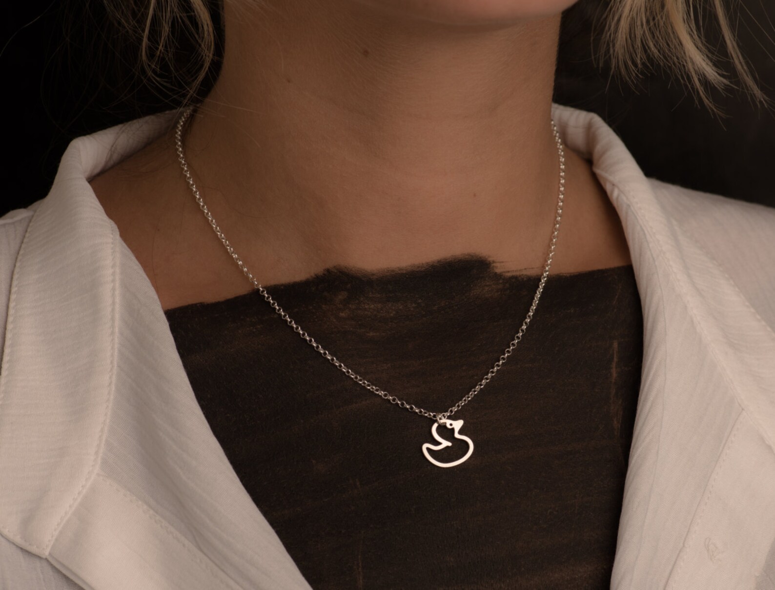 Toy Duck Necklace Gold Filled Necklace Yellow Duck Icon Jewelry Design