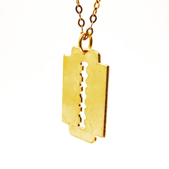 Gold Razor Blade Necklace: Minimalist Icon Jewelry, 14k Gold