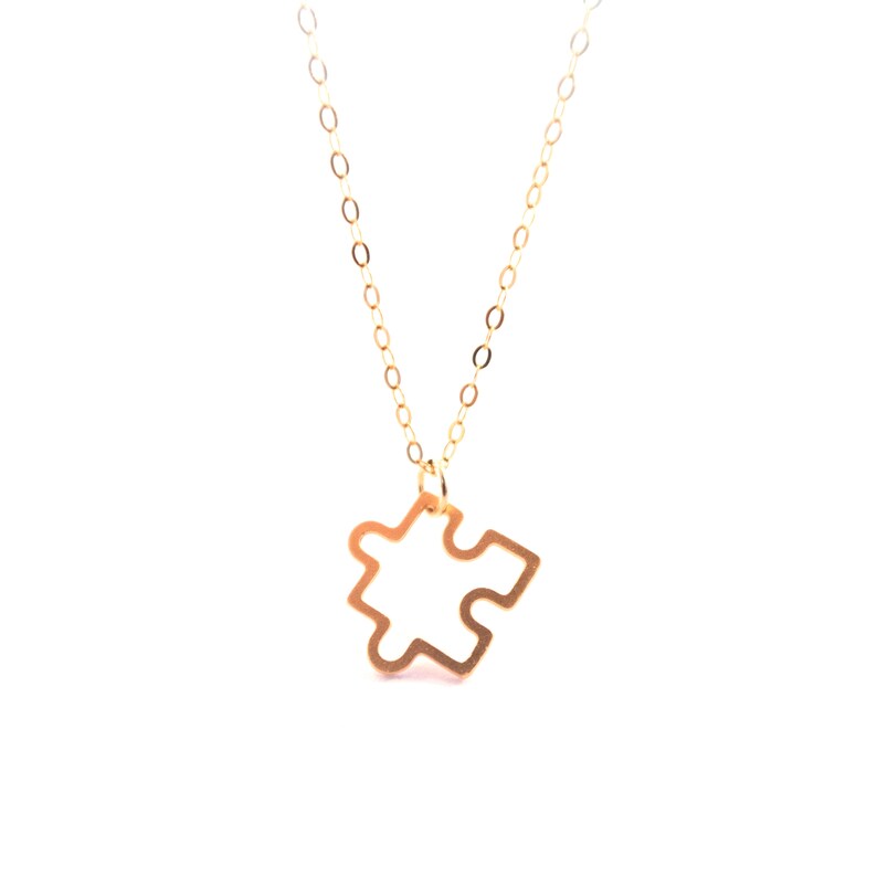 Puzzle Piece Necklace Gold Puzzle Necklace Dainty Charm Etsy Israel