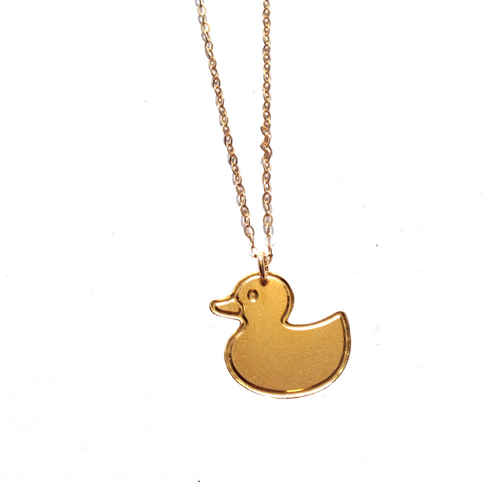 Toy Duck Necklace Gold Filled Necklace Yellow Duck Icon Etsy