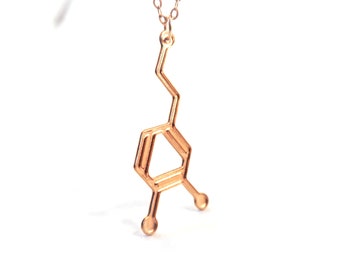 Dopamine Necklace Gold Scientific Jewelry Silver Chemistry Molecule Pendant Science Love Minimalist Necklace Beep Studio Icon Geeky