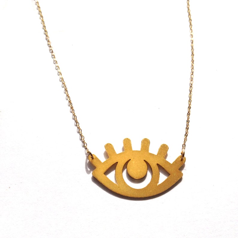 Gold Eye Necklace Evil Eye Pendant Jewelry Beep Studio Unisex Sterling