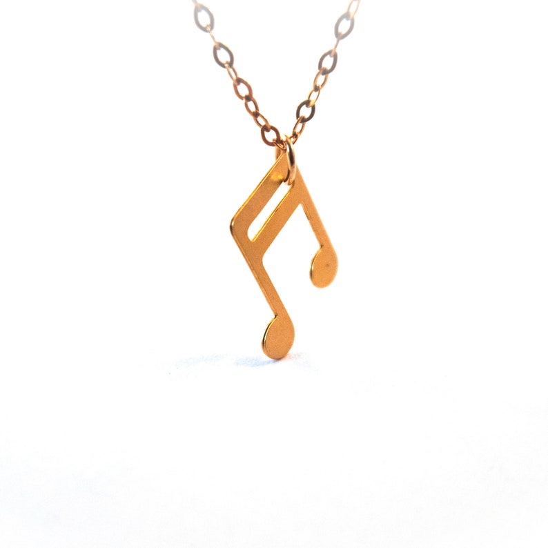 Music Note Statement Jewelry Necklace Gold Filled Silver Necklace Gold Plated Pendant Unisex Fashion Hipster Chic Bohemian Design Art
