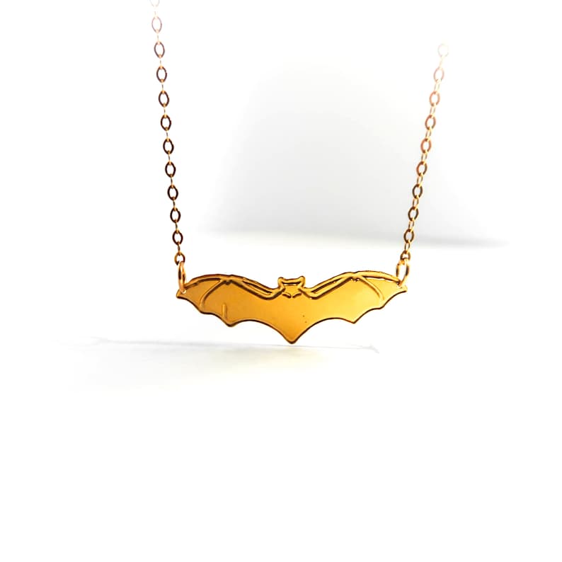 Gold Bat Necklace Gold Necklace Bat Icon Jewelry Design Logo Necklace Beep Jewelry Silver Plated Small Pendant Miniature Superhero Animal