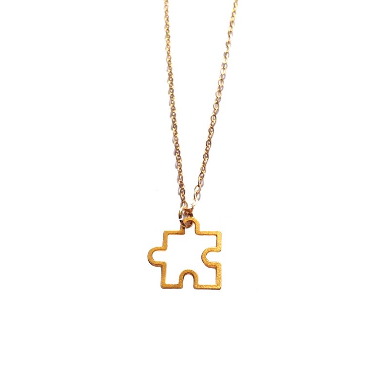Puzzle Piece Necklace Gold Puzzle Necklace Dainty Charm Etsy Israel