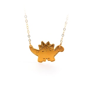 Dinosaur Necklace Gold Filled Necklace Dinosaur Icon Jewelry Design Logo Necklace Art Beep Jewelry Archaeology Geeky Small Pendant Minimal