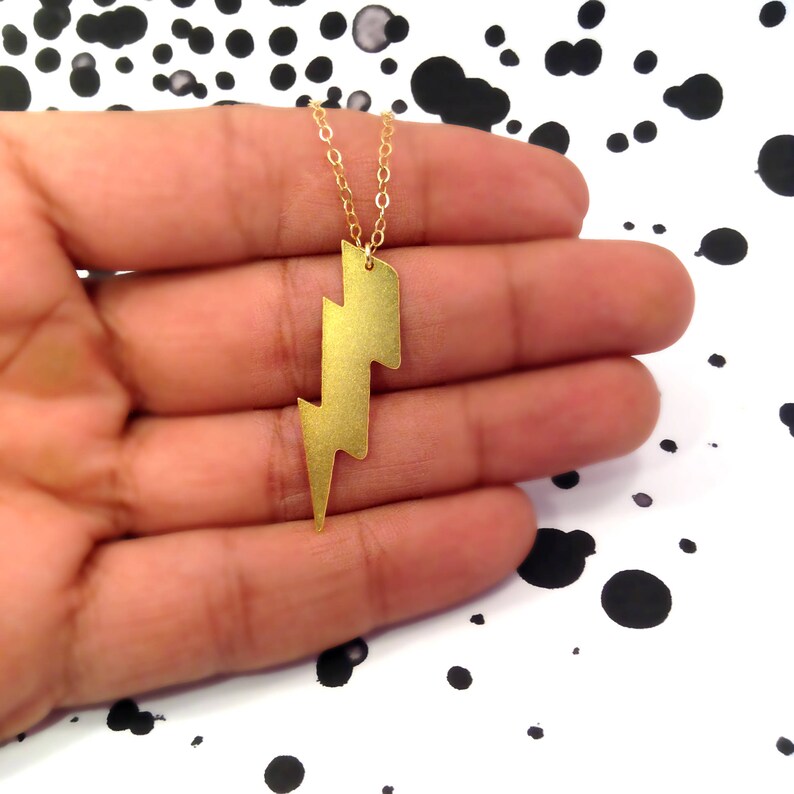 Gold Lightning Bolt Necklace Thunder Strike Dainty Necklace Etsy Israel