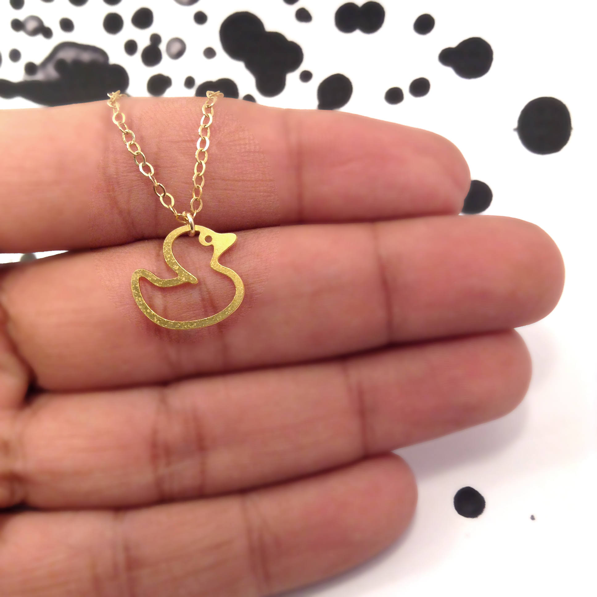 Toy Duck Necklace Gold Filled Necklace Yellow Duck Icon Jewelry Design