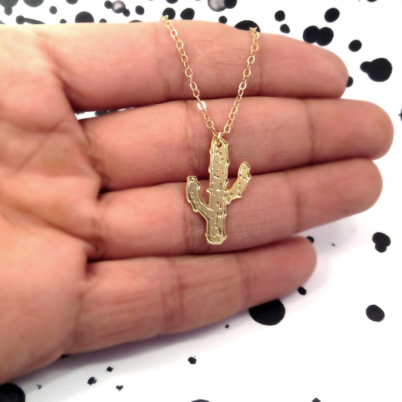 Cactus Necklace Gold Cactus Plant Necklace Jewelry Icon Etsy