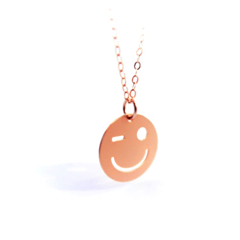 Smiley Necklace Gold Filled Necklace Wink Smiley Icon Jewelry Design
