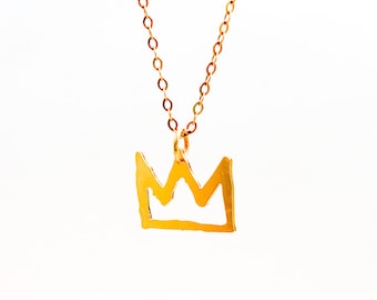 Gold Filled Krönchen-Halskette: Minimalistischer König Anhänger, Kunst Schmuck