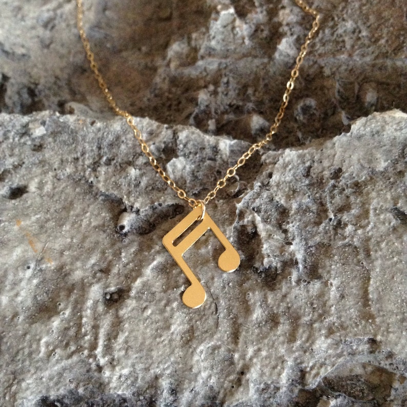 Music Note Statement Jewelry Necklace Gold Filled Silver Necklace Gold Plated Pendant Unisex Fashion Hipster Chic Bohemian Design Art