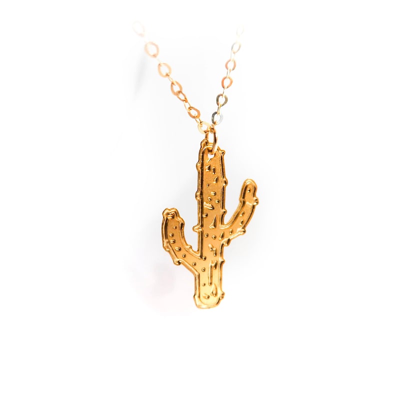 Cactus Necklace Gold Cactus Plant Necklace Jewelry Icon Etsy