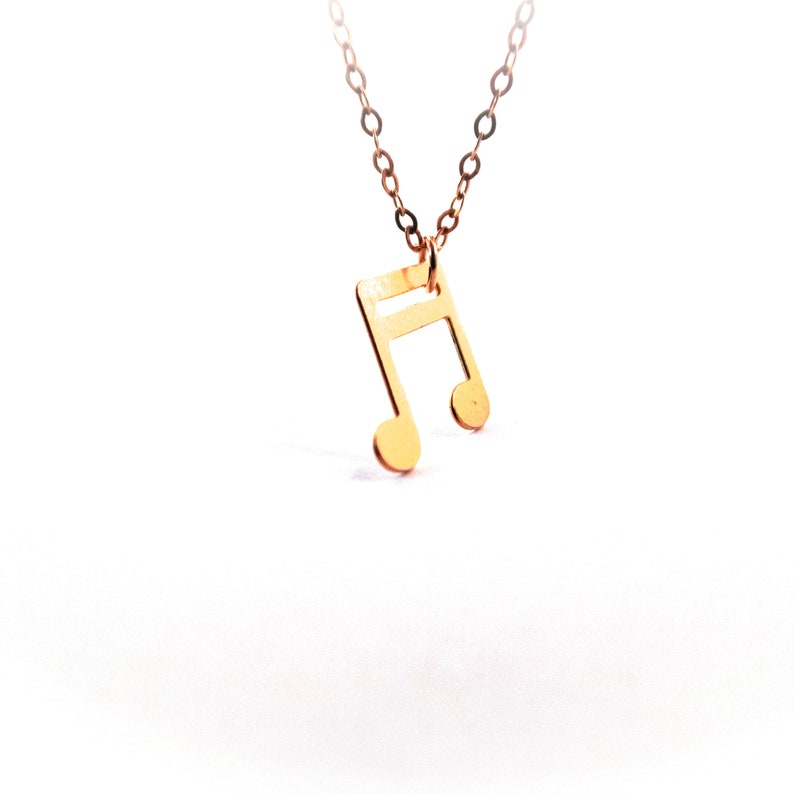 Music Note Statement Jewelry Necklace Gold Filled Silver Necklace Gold Plated Pendant Unisex Fashion Hipster Chic Bohemian Design Art