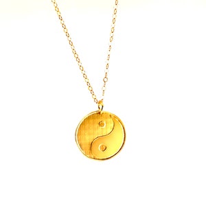 Gold Yin Yang Necklace: 14k Gold Filled, Sterling Silver Pendant