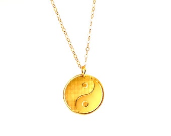 Gold Yin Yang Kette: 14k Gold Filled, Sterling Silber Anhänger