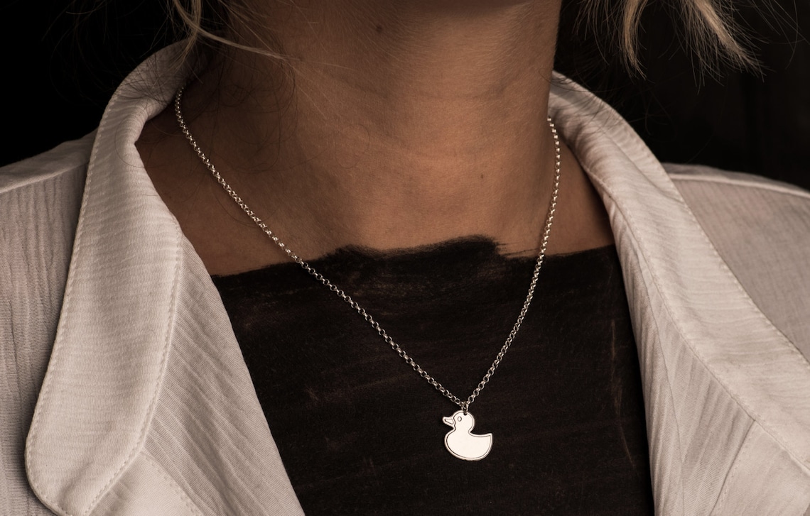 Toy Duck Necklace Gold Filled Necklace Yellow Duck Icon Etsy