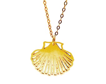 Gold Sea Shell Halskette: Sterling Silber Ocean Beach Schmuck