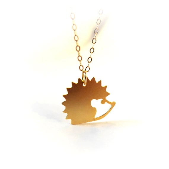 Gold hedgehog necklace sale