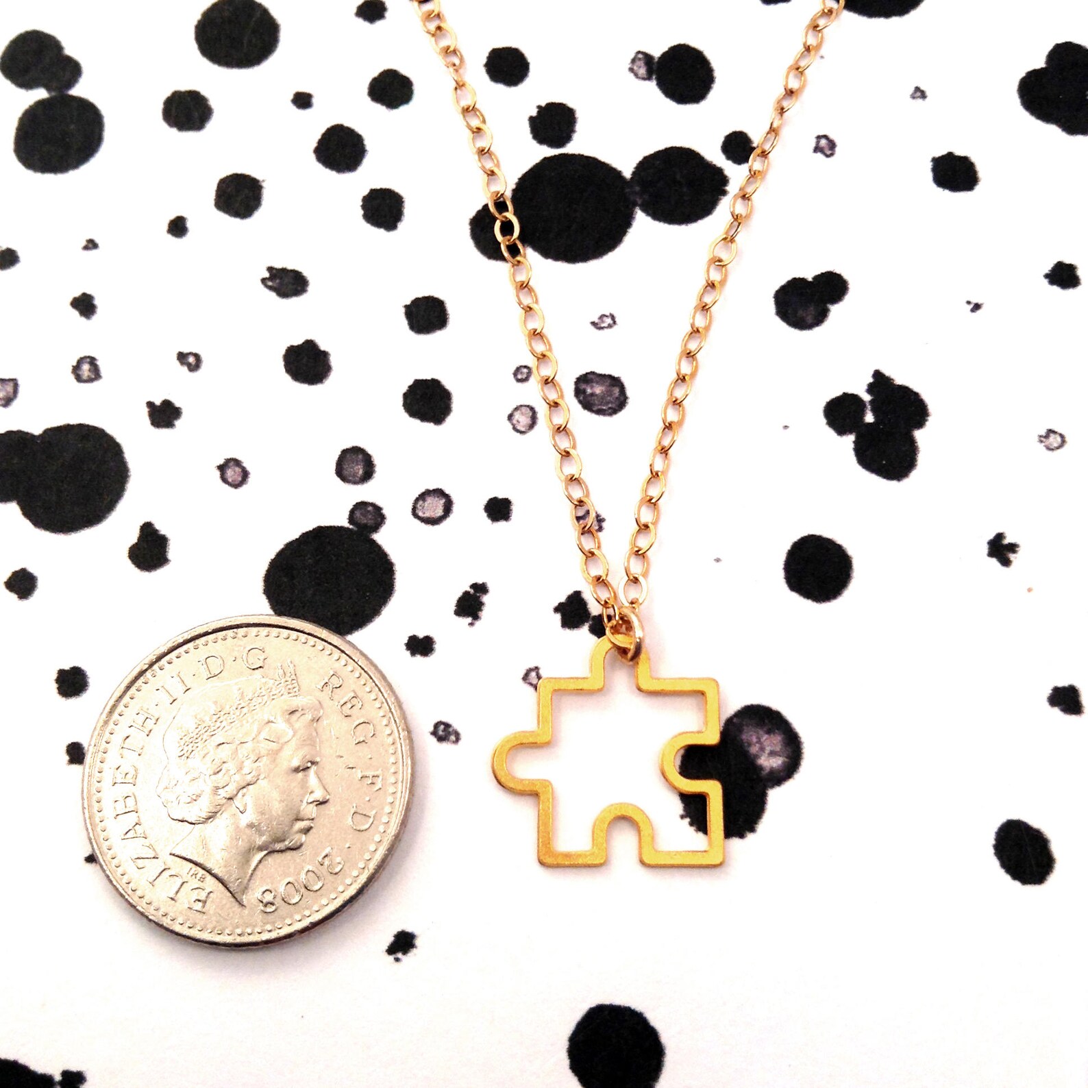 Puzzle Piece Necklace Gold Puzzle Necklace Dainty Charm Etsy Israel