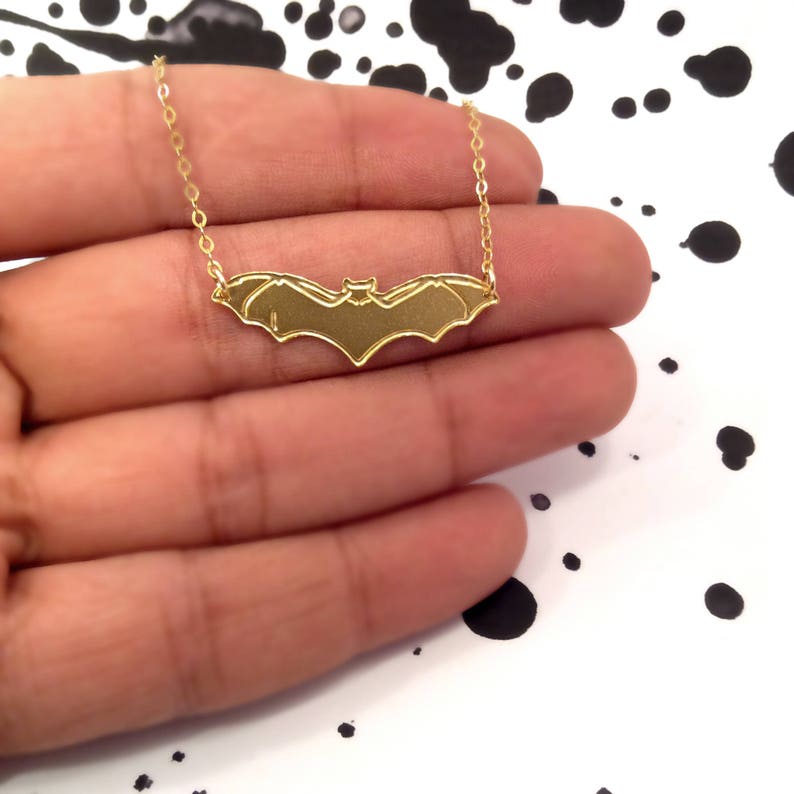 Gold Bat Necklace Gold Necklace Bat Icon Jewelry Design Logo Necklace Beep Jewelry Silver Plated Small Pendant Miniature Superhero Animal