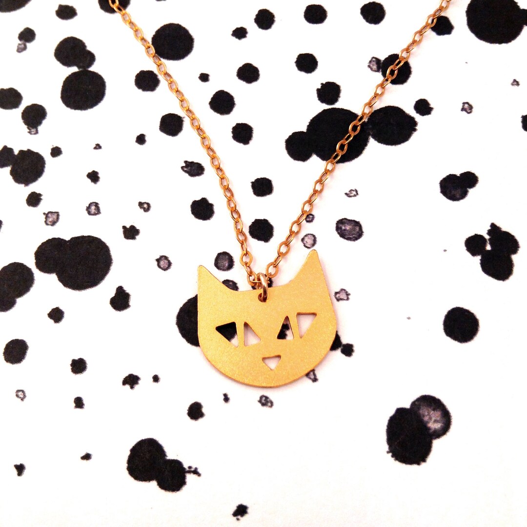 Cat Necklace Gold Filled Silver Necklace Animal Icon Jewelry Design