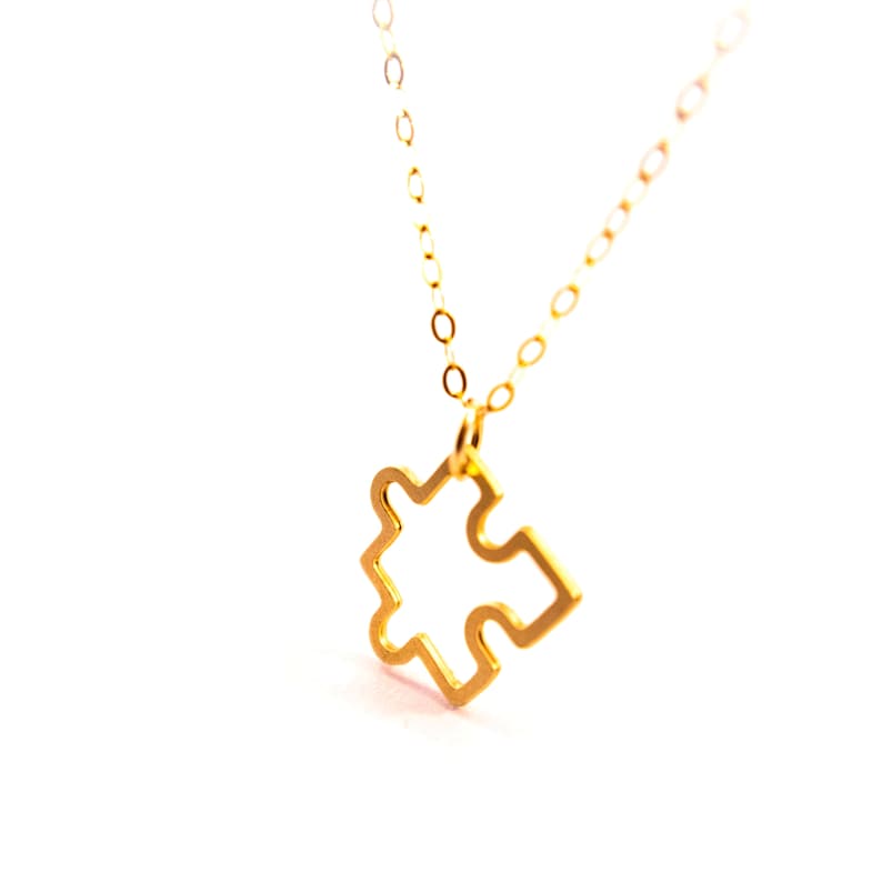 Puzzle Piece Necklace Gold Puzzle Necklace Dainty Charm Etsy Israel