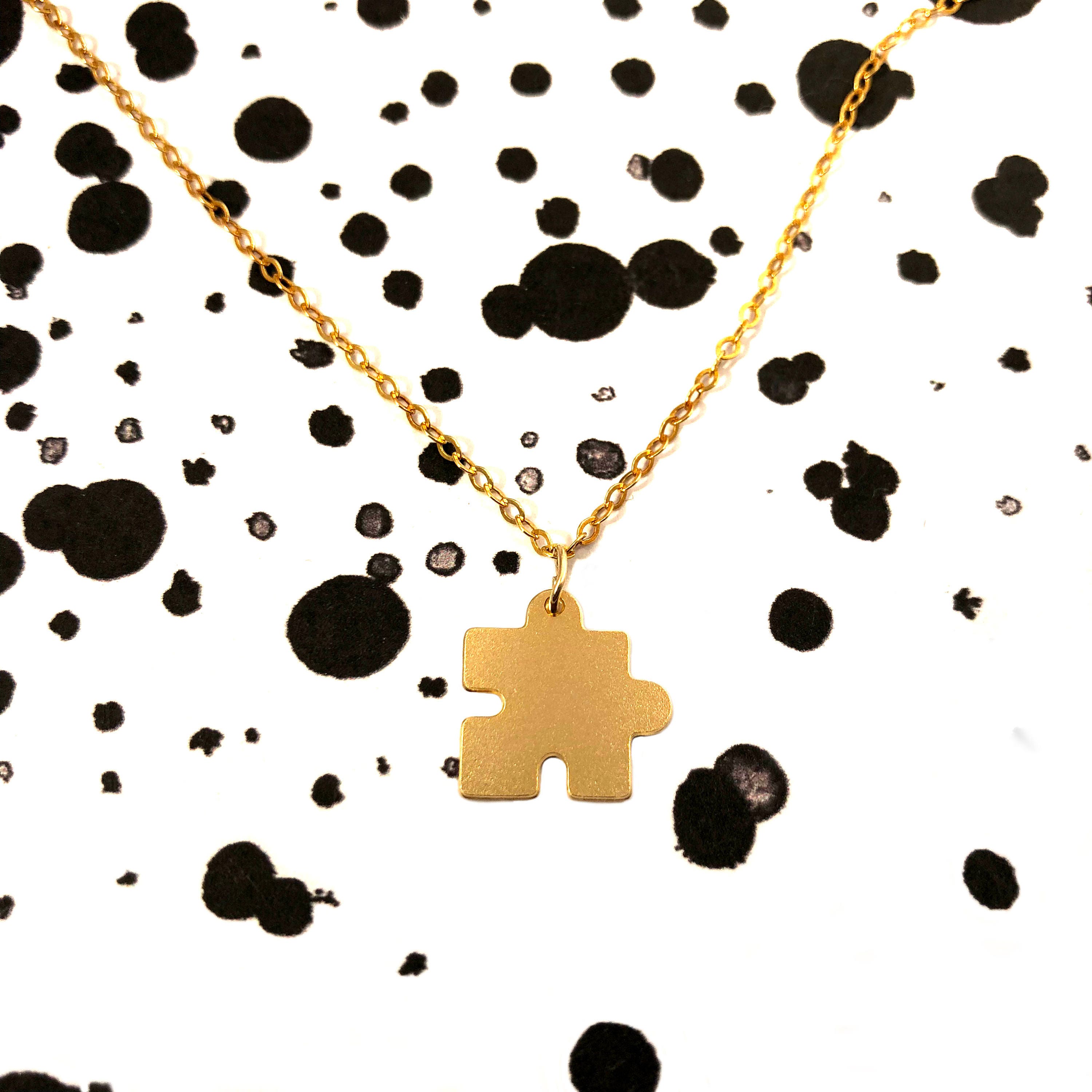 Puzzle Piece Necklace Gold Puzzle Necklace Dainty Charm Etsy