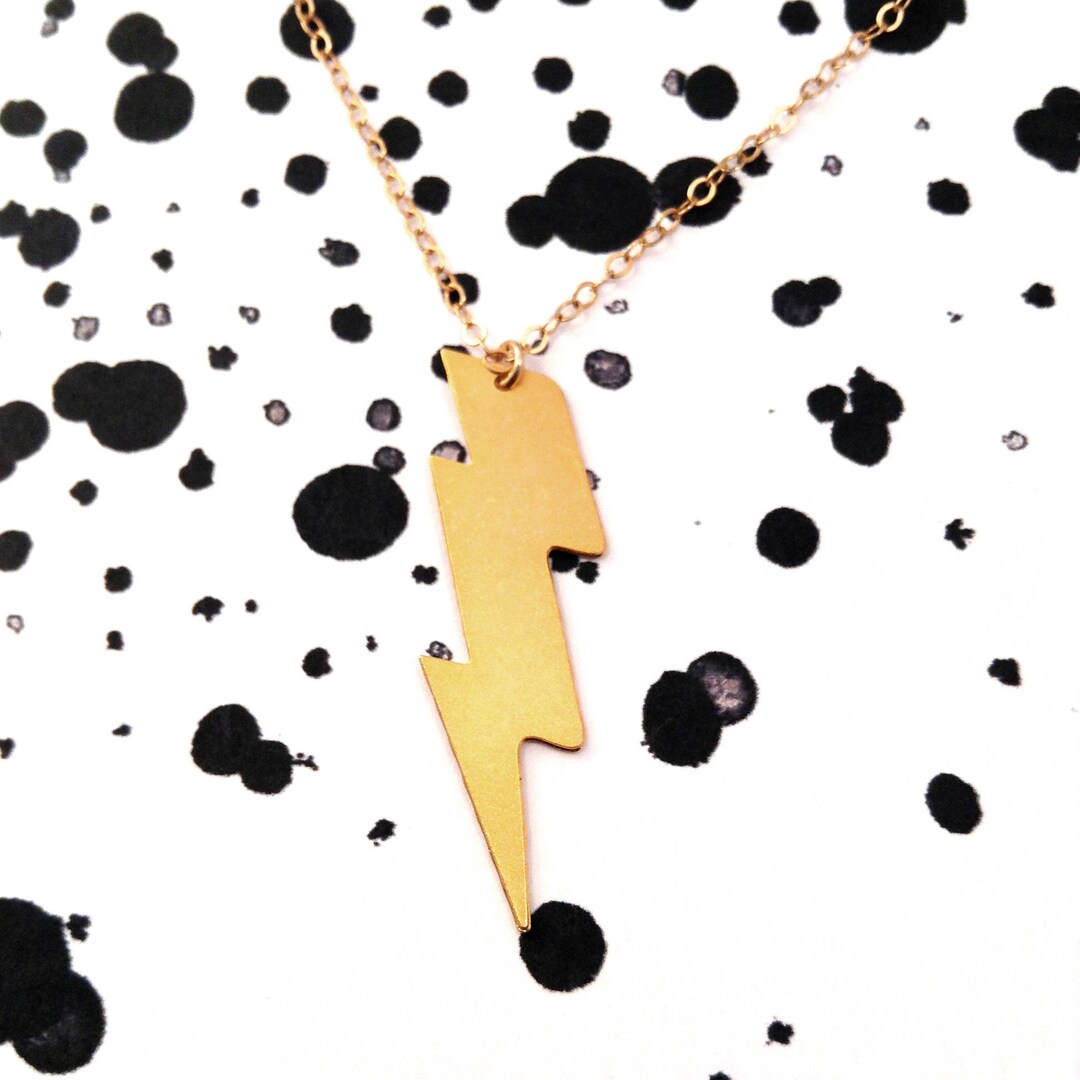 Gold Lightning Bolt Necklace Thunder Strike Dainty Necklace Sterling