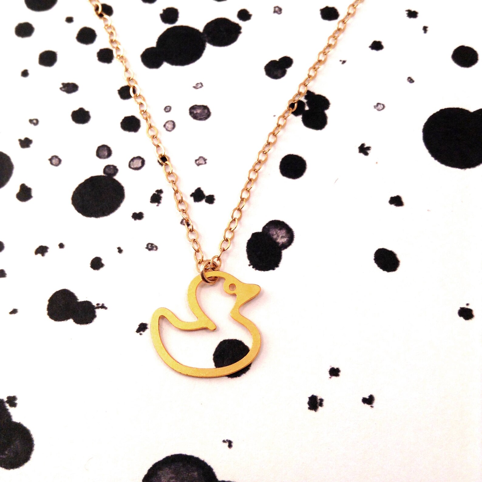 Toy Duck Necklace Gold Filled Necklace Yellow Duck Icon Jewelry Design