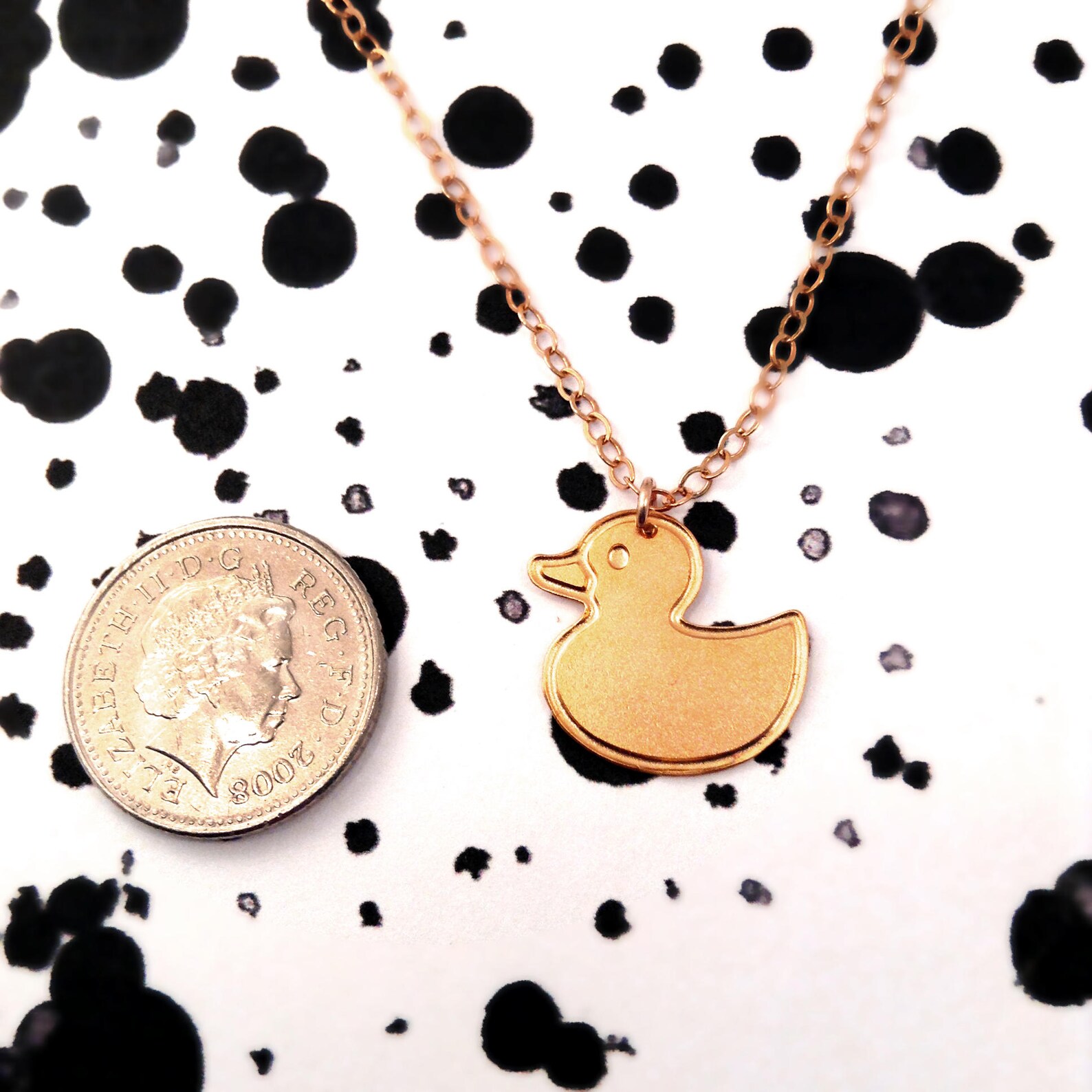 Toy Duck Necklace Gold Filled Necklace Yellow Duck Icon Etsy